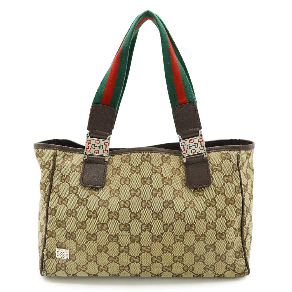 Gucci GG Canvas Sherry Tote Bag Handbag Shoulder Beige Brown Cream